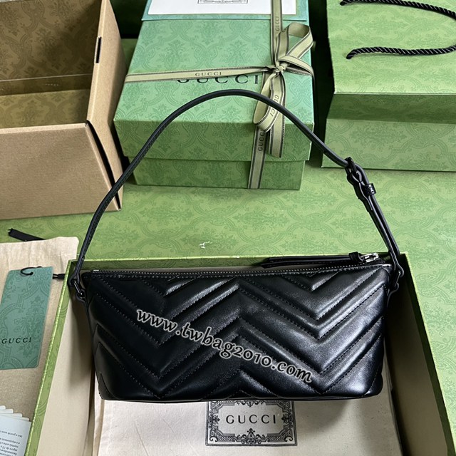 gucci專櫃2024新款原廠皮單肩女包 古馳原廠皮GG Marmont系列絎縫肩背包 jcp2009